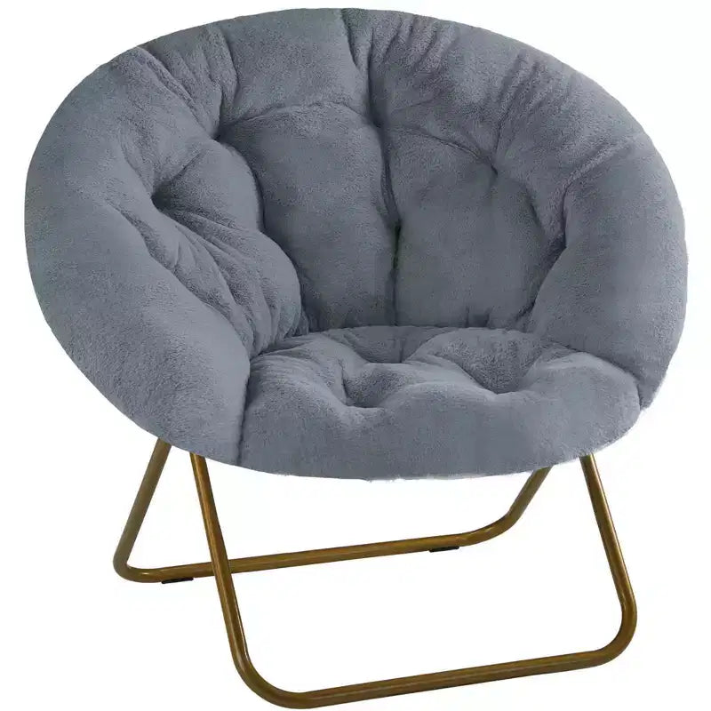 Fauteuil d'appoint rond en fausse fourrure, taille adulte pour chambre et salon