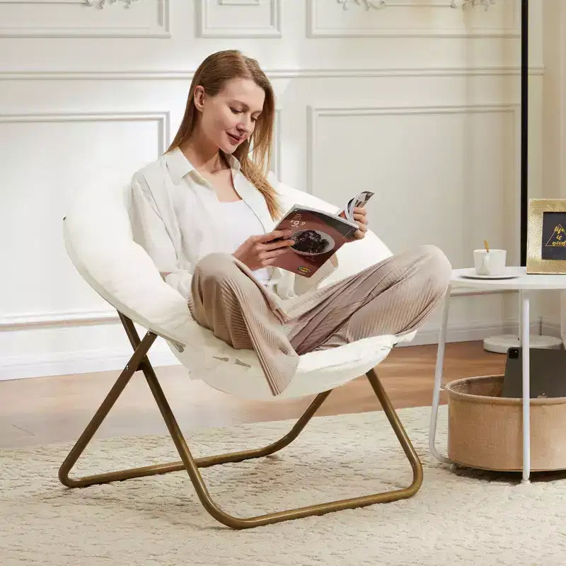 Fauteuil d'appoint rond en fausse fourrure, taille adulte pour chambre et salon