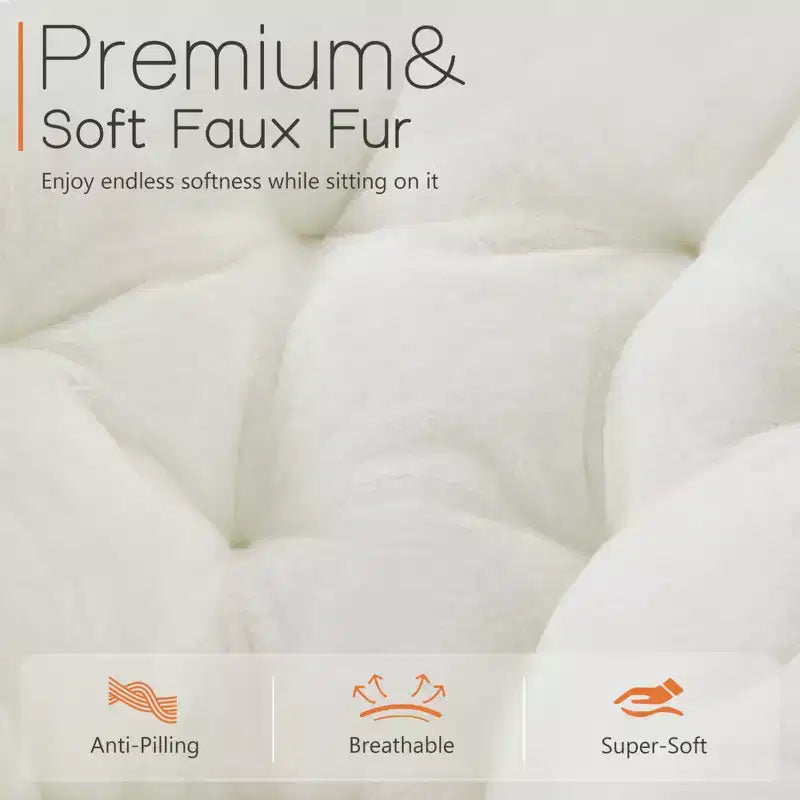 Fauteuil d'appoint rond en fausse fourrure, taille adulte pour chambre et salon