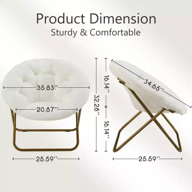 Fauteuil d'appoint rond en fausse fourrure, taille adulte pour chambre et salon