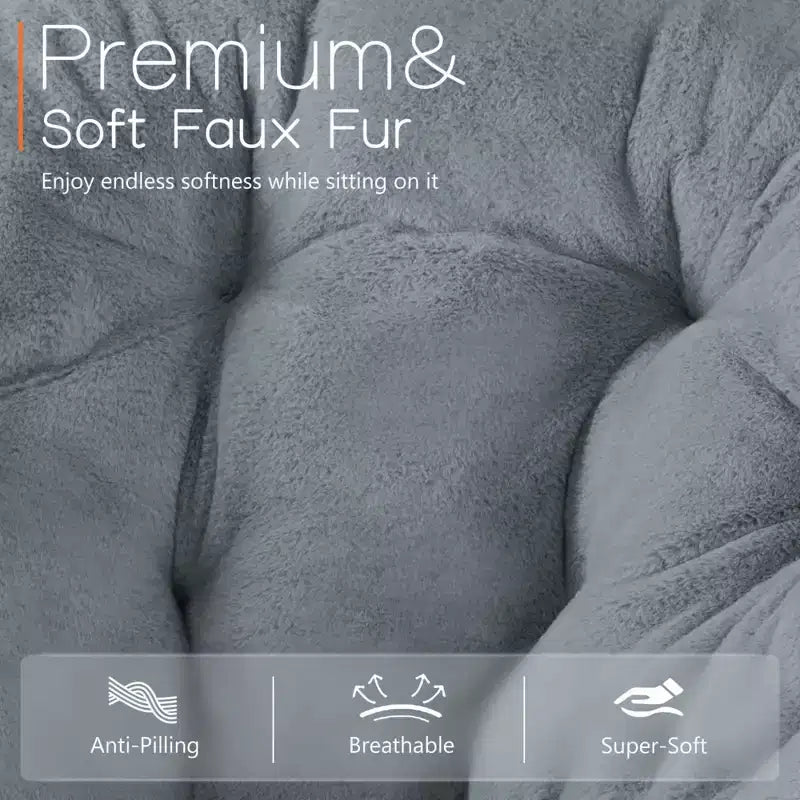 Fauteuil d'appoint rond en fausse fourrure, taille adulte pour chambre et salon