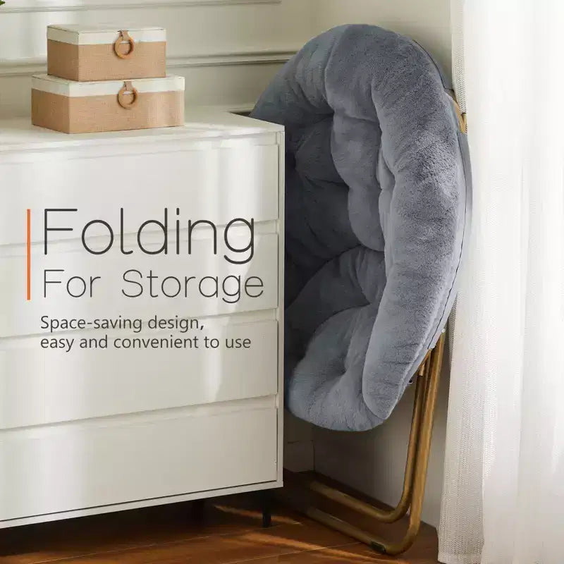 Fauteuil d'appoint rond en fausse fourrure, taille adulte pour chambre et salon