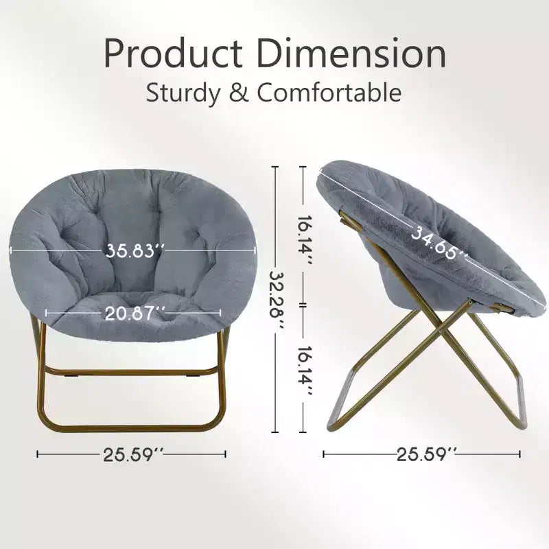 Fauteuil d'appoint rond en fausse fourrure, taille adulte pour chambre et salon