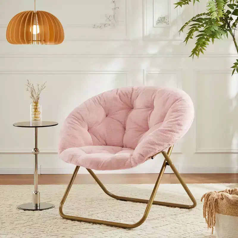 Fauteuil d'appoint rond en fausse fourrure, taille adulte pour chambre et salon