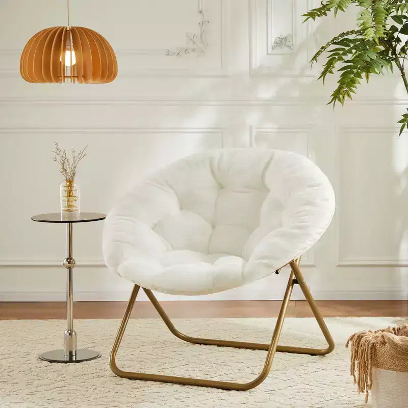 Fauteuil d'appoint rond en fausse fourrure, taille adulte pour chambre et salon