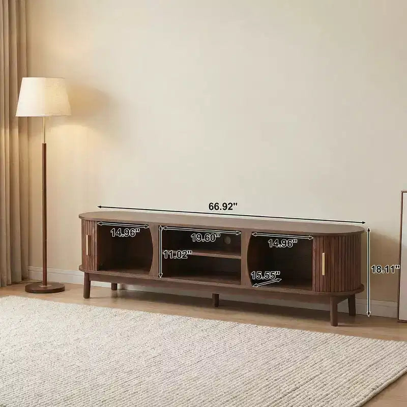 Meuble TV de style ferme moderne pour téléviseurs de 75 pouces, meuble de divertissement en bois avec placard de rangement, console TV pour salon