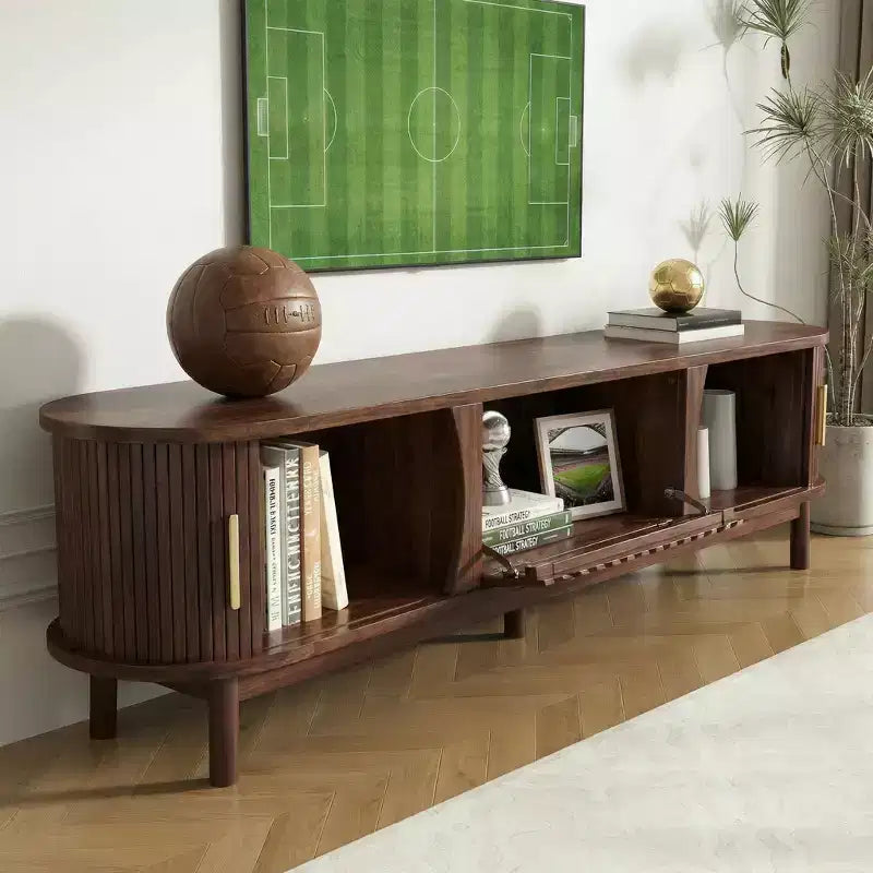 Meuble TV de style ferme moderne pour téléviseurs de 75 pouces, meuble de divertissement en bois avec placard de rangement, console TV pour salon