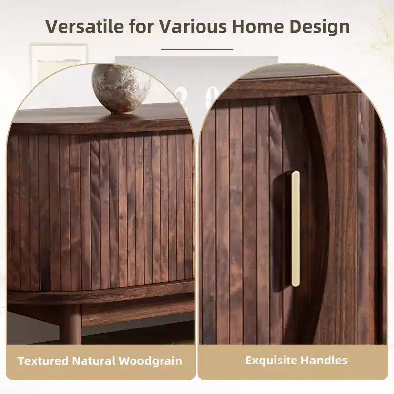 Meuble TV de style ferme moderne pour téléviseurs de 75 pouces, meuble de divertissement en bois avec placard de rangement, console TV pour salon