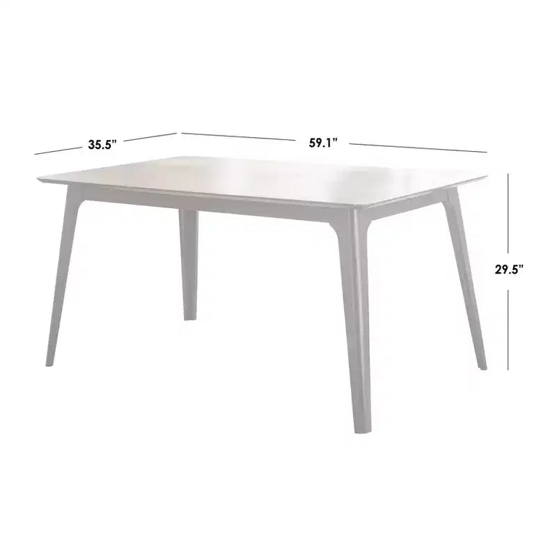 Table de salle à manger rectangulaire Mid-Century Modern, Noyer/Noir, Structure en MDF et Hévéa, 4 places