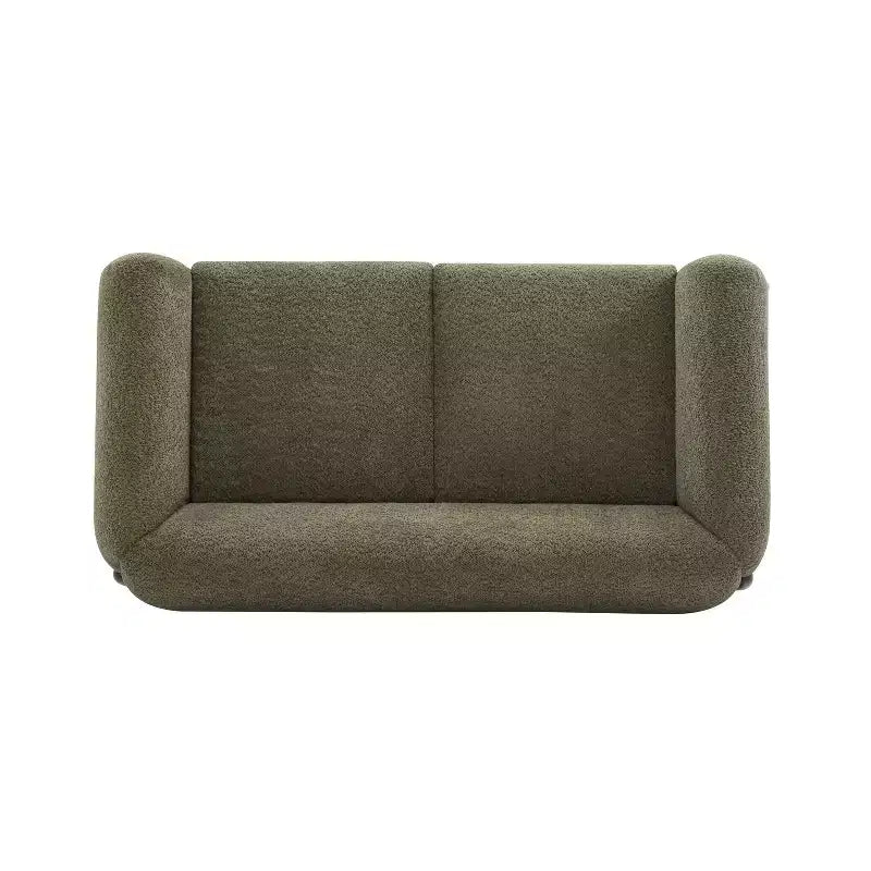 Causeuse en tissu bouclé de 160 cm, vert, pieds en bois de bouleau