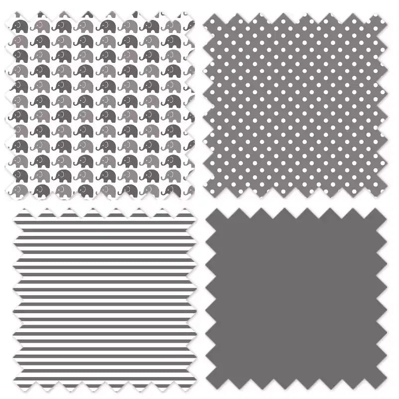 Panier à linge pour enfants en coton pliable blanc/gris motif éléphants avec cadre en bois